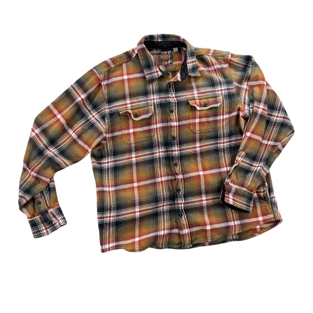 Orvis Mens XL Plaid Flannel Shirt Long Sleeve Cotton ButtonUp Earth Tone 1312517